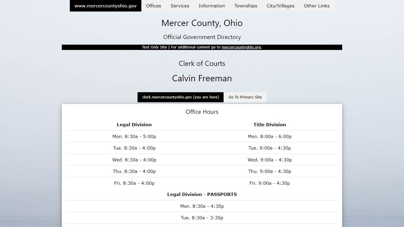 Clerk of Courts - Mercer County, Ohio